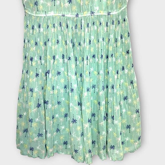 Lauren‎ Conrad Dress Sz 8 Sheer Pistachio Green Palm Tree Pleated Cottagecore - Picture 5 of 15
